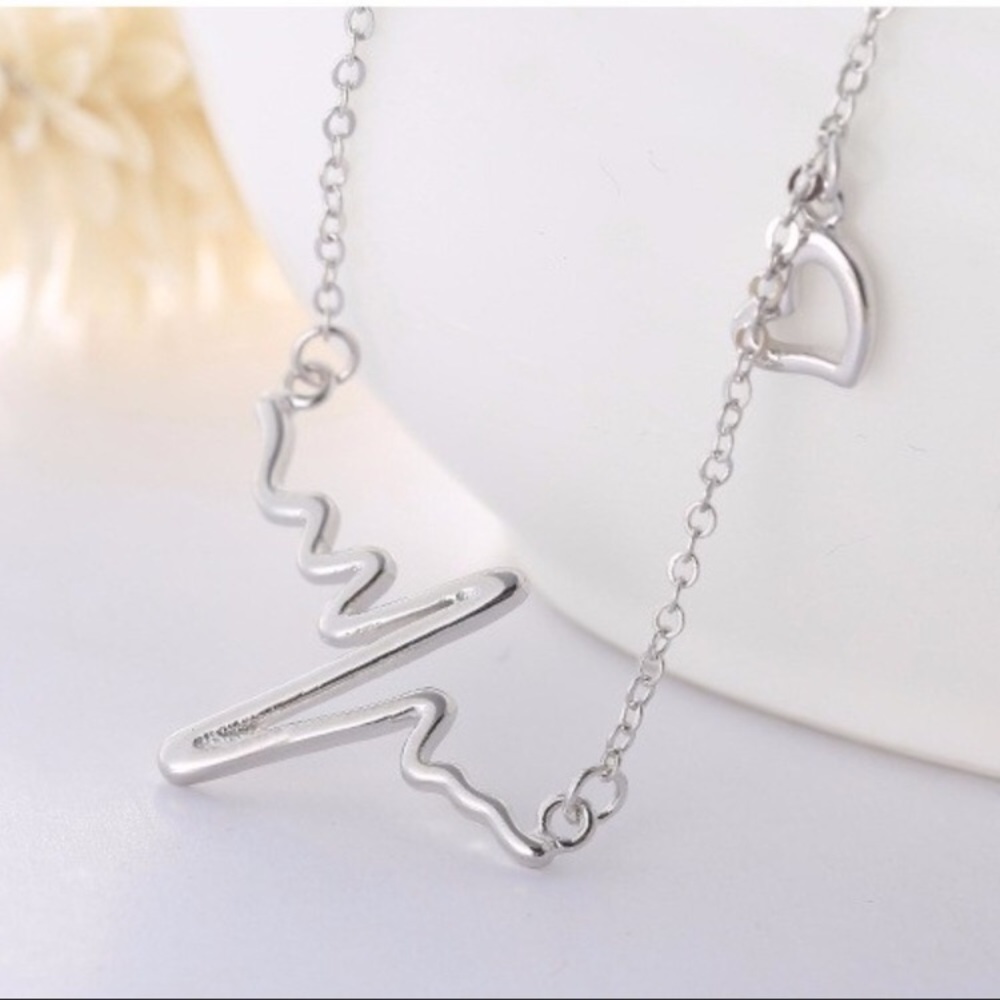 Silver Heart Beat Necklace